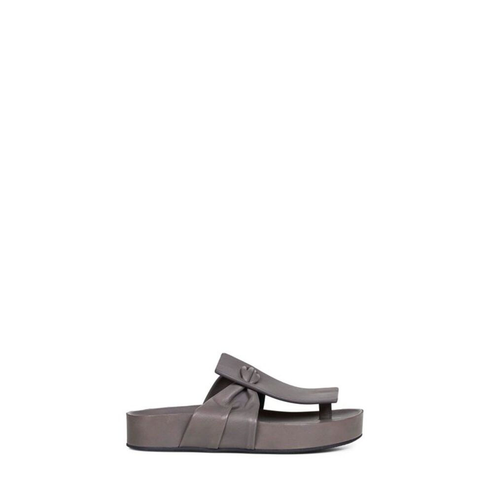 Uma Wang Women Dark Grey Leather Square Fussbett Sandals
